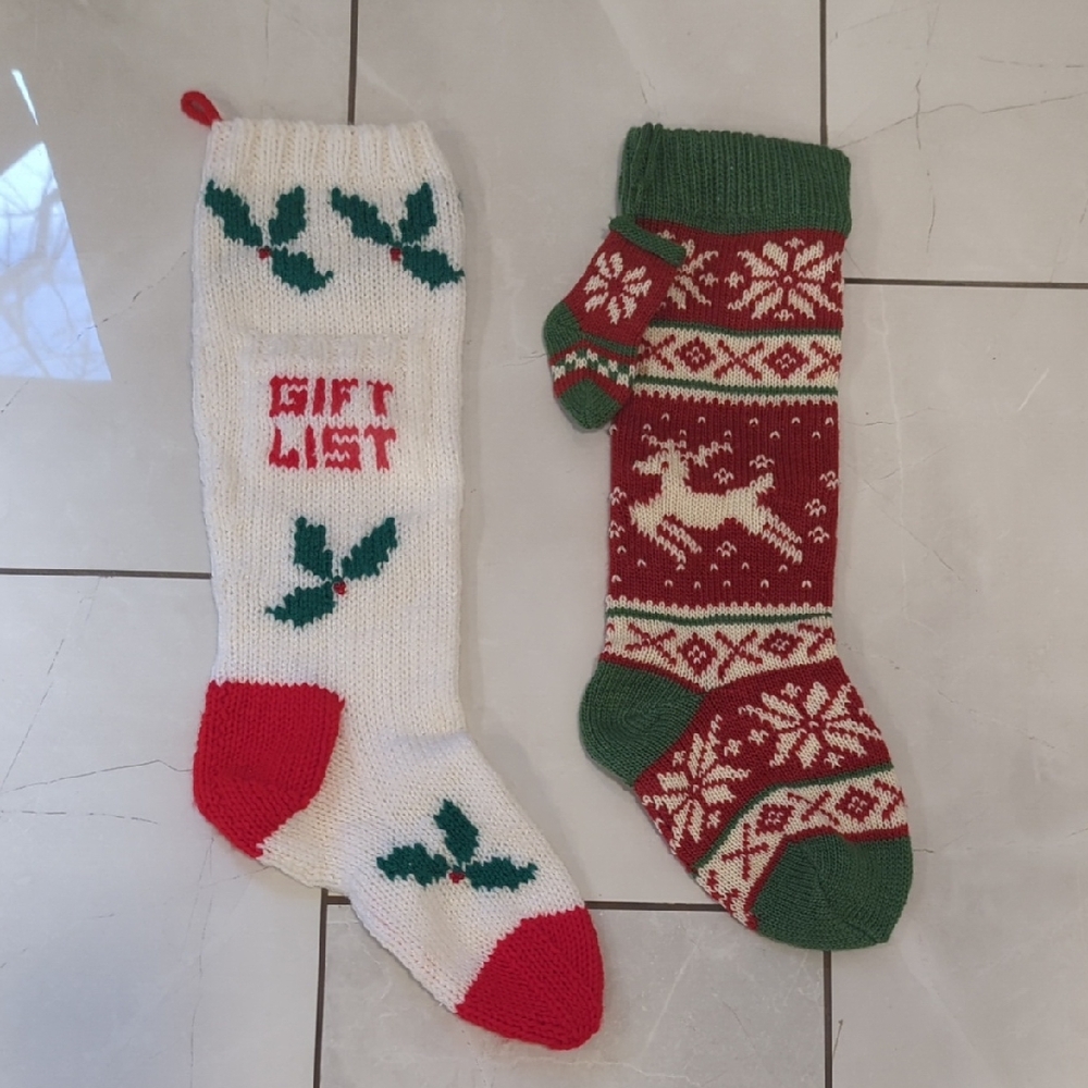 Vintage Knit Christmas Stockings